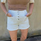 ✨Weiße High-Waist-Jeansshorts für Damen mit mehreren Knopfreihen