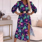 Elegantes Damenkleid mit Blumendruck, V-Ausschnitt und Seitenschlitz
