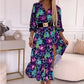Elegantes Damenkleid mit Blumendruck, V-Ausschnitt und Seitenschlitz