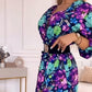 Elegantes Damenkleid mit Blumendruck, V-Ausschnitt und Seitenschlitz