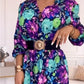 Elegantes Damenkleid mit Blumendruck, V-Ausschnitt und Seitenschlitz