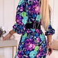 Elegantes Damenkleid mit Blumendruck, V-Ausschnitt und Seitenschlitz
