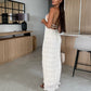 Sexy plissiertes Neckholder-Maxikleid mit rückenfreiem Schnitt