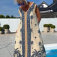 Lässiges, ärmelloses Damenkleid mit V-Ausschnitt und Print