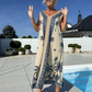 Lässiges, ärmelloses Damenkleid mit V-Ausschnitt und Print