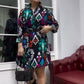 Damen-Hemdkleid mit Blumenmuster und langen Ärmeln