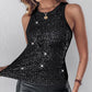 Slim Fit Tanktop mit Pailletten und Rundhalsausschnitt