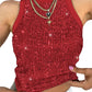 Slim Fit Tanktop mit Pailletten und Rundhalsausschnitt