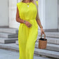 Ärmelloses Damenkleid mit Rundhalsausschnitt