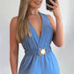 Ärmelloser Jumpsuit mit weitem Bein und V-Ausschnitt für Damen