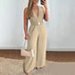 Ärmelloser Jumpsuit mit weitem Bein und V-Ausschnitt für Damen