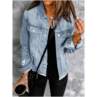🔥Einzigartige Jeansjacken mit offenem Saum und langen Ärmeln für Damen