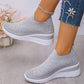 Damen-Sneakers mit Strass-Mesh und Keilabsatz