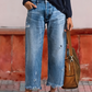Gerade geschnittene Denim-Crop-Hose