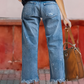 Gerade geschnittene Denim-Crop-Hose