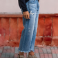Gerade geschnittene Denim-Crop-Hose