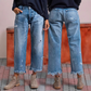 Gerade geschnittene Denim-Crop-Hose