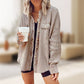 DAMEN FLEDERMAUSÄRMEL WAFFELSTRICK BUTTON-DOWN-SHIRT SHACKET TOPS