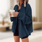 DAMEN FLEDERMAUSÄRMEL WAFFELSTRICK BUTTON-DOWN-SHIRT SHACKET TOPS