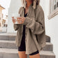DAMEN FLEDERMAUSÄRMEL WAFFELSTRICK BUTTON-DOWN-SHIRT SHACKET TOPS