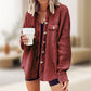 DAMEN FLEDERMAUSÄRMEL WAFFELSTRICK BUTTON-DOWN-SHIRT SHACKET TOPS