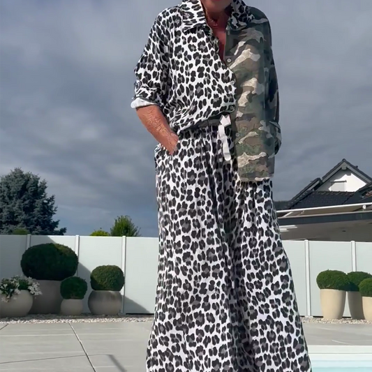 2-teiliges Set aus Hemd und Hose mit Leopardenmuster