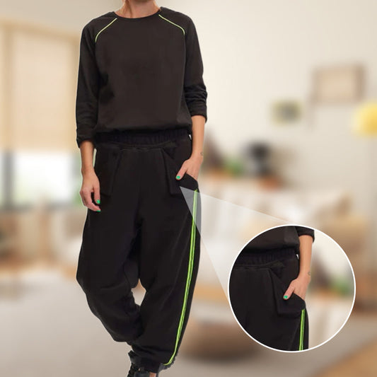 🎉2025 Neuheiten im Sonderangebot✨Set aus schwarzem Langarmoberteil und Jogginghose