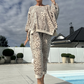 Damen-Set aus Oberteil und Hose mit Leopardenmuster