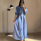Langärmliges Kleid mit Reißverschluss und Taillenbesatz