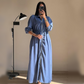 Langärmliges Kleid mit Reißverschluss und Taillenbesatz