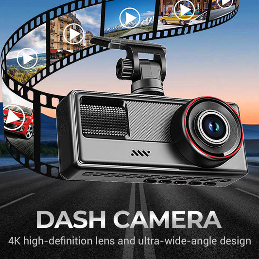 🚗 4K Drei-Linsen Dashcam mit Rückfahrkamera & Bewegungserkennung – Alles auf einem Bildschirm!