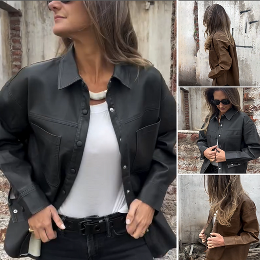 Women's Casual Button Jacket with Pockets