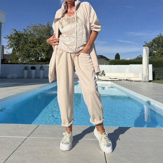 Modisches 2-teiliges Set aus Kapuzenjacke und Hose