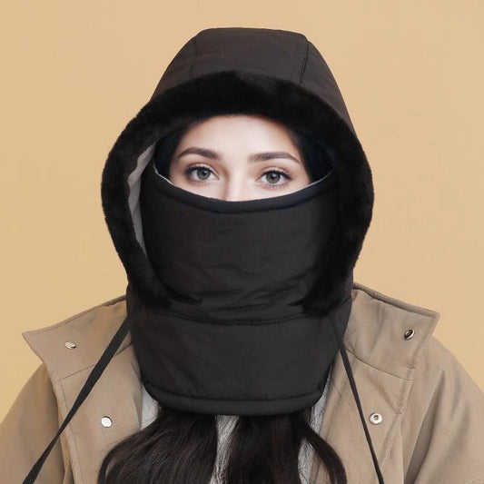 Mit Plüsch gefütterte, dicke Thermomütze mit Gesichtsmaske für Männer und Frauen
