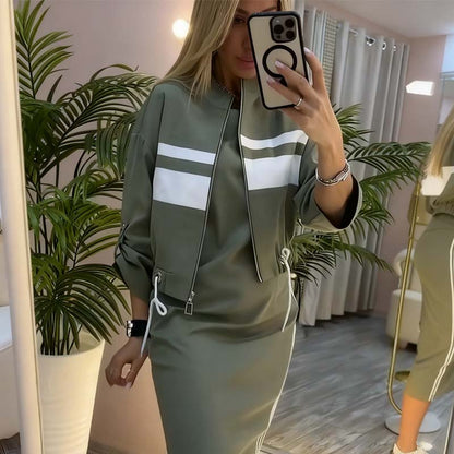 🔥Letzter Tag 49% Rabatt🎁DAMEN-SET MIT STEHKRAGENJACKE & KLEID
