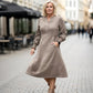 Elegantes einfarbiges Langarmkleid für Damen