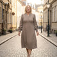 Elegantes einfarbiges Langarmkleid für Damen