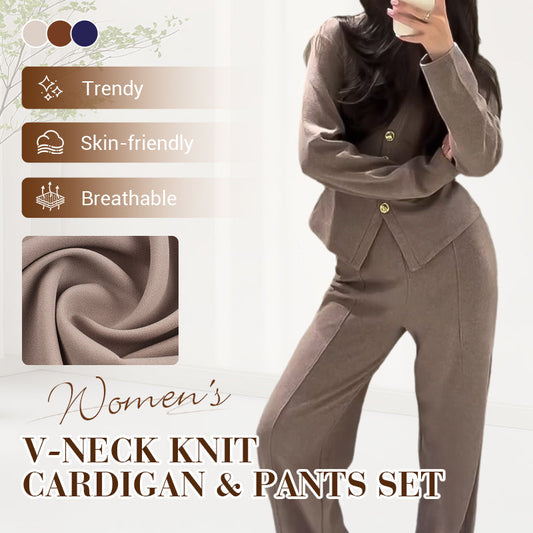 ✨Set aus Strickjacke und Hose mit V-Ausschnitt für Damen