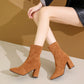 Damen-Ankle-Boots mit Blockabsatz und spitzer Zehenpartie
