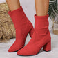 Damen-Ankle-Boots mit Blockabsatz und spitzer Zehenpartie