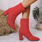 Damen-Ankle-Boots mit Blockabsatz und spitzer Zehenpartie