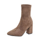 Damen-Ankle-Boots mit Blockabsatz und spitzer Zehenpartie