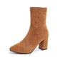 Damen-Ankle-Boots mit Blockabsatz und spitzer Zehenpartie