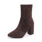 Damen-Ankle-Boots mit Blockabsatz und spitzer Zehenpartie