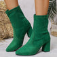 Damen-Ankle-Boots mit Blockabsatz und spitzer Zehenpartie