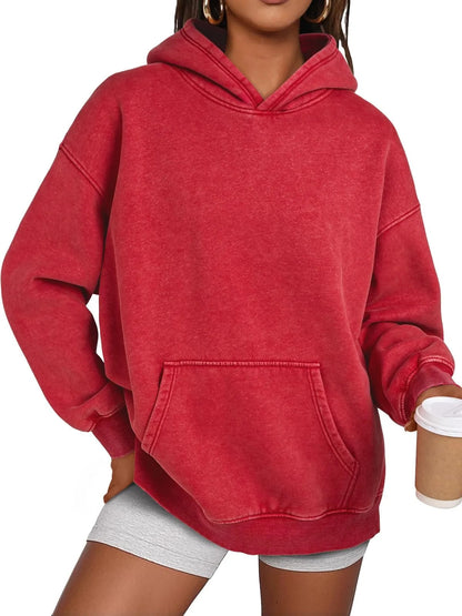 🔥LETZTER TAG: 49% RABATT!!💥🎁 Damen-Hoodie mit Acid-Wash-Effekt, Oversized-Langarm-Sweatshirt, Herbstmode