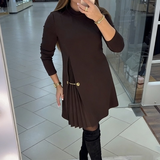 ⌛ 49% auf alles! ⏰💖 Elegantes Langarmkleid mit Plissee-Einsätzen – feminint, flatternd & perfekt für jede Feier!💃