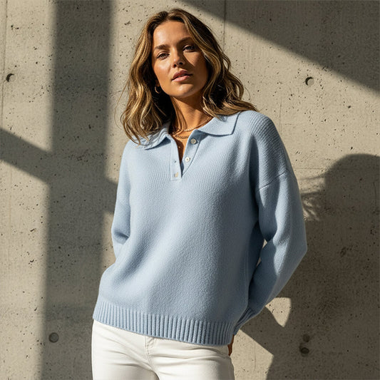 🎅Weihnachtsangebote: Nur 29,99€!!✨Weicher Damen-Strickpullover mit Kragen und Knöpfen