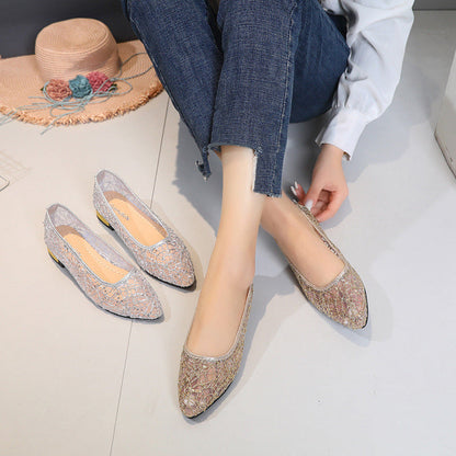 🏆 Heißer Sale – 49 % Rabatt ✨ Damen-Ballerinas mit spitzer Zehenpartie und Pailletten aus Mesh