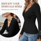 ✨Sparpaket: Damen-Top mit V-Ausschnitt und Spitzendetails + Brosche